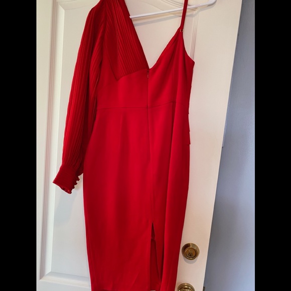 Red one shoulder dress by AIJEK - Picture 2 of 7